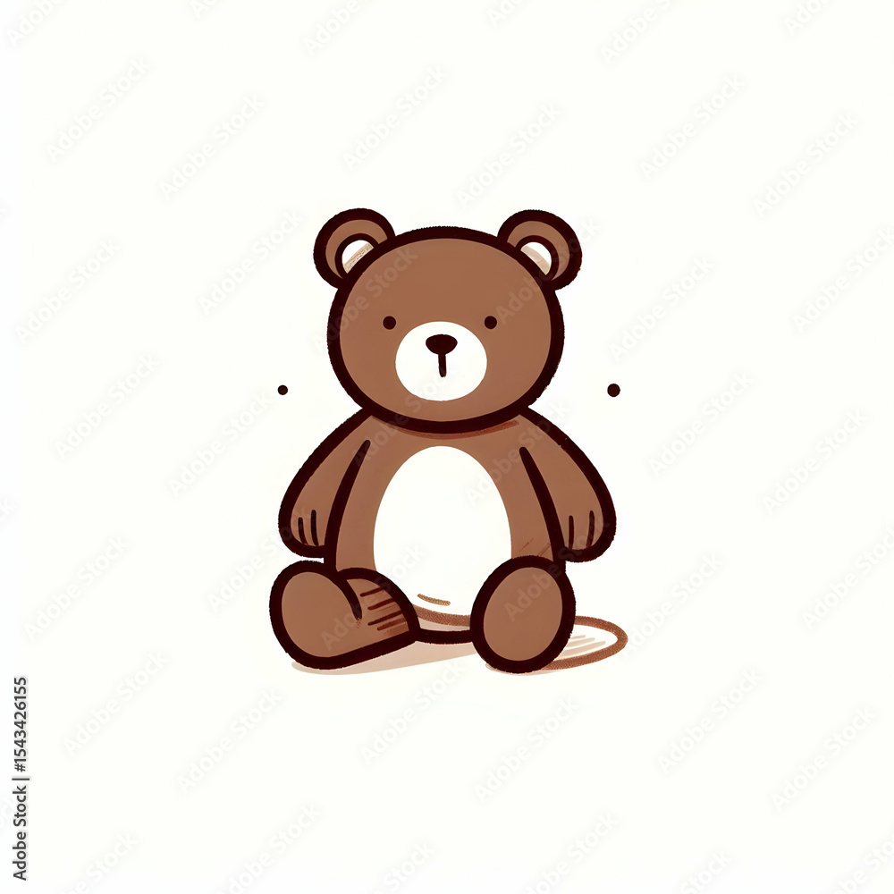 Fototapeta premium Cartoon Teddy Bear – Cute Brown Plush Toy Drawing