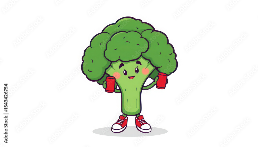Cute Broccoli Character, Fitness, Healthy Eating, and Vegetables Cute Broccoli Character, Fitness, Healthy Eating, and Vegetables