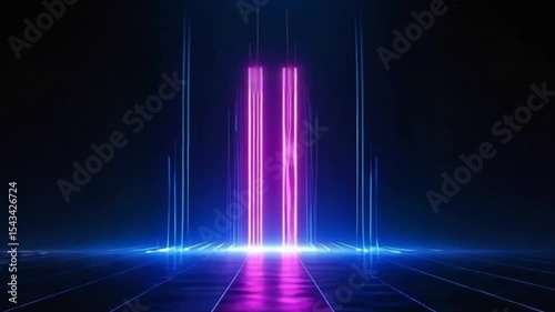 Futuristic Neon Lights Abstract Background Seamless Loop Pink Blue Glow Cyberpunk Sci Fi Energy Beams Digital Art 4 K Ultra H D Resolution Vibrant Colors Bright Illumination