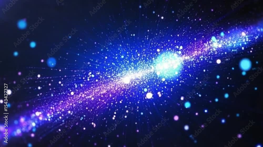 Stunning Blue Purple Galaxy Nebula Cosmic Dust Particles Shimmering Light Rays Bright Energy Explosion Abstract Background Looping Animation 4 K Ultra H D Perfect for Sci Fi