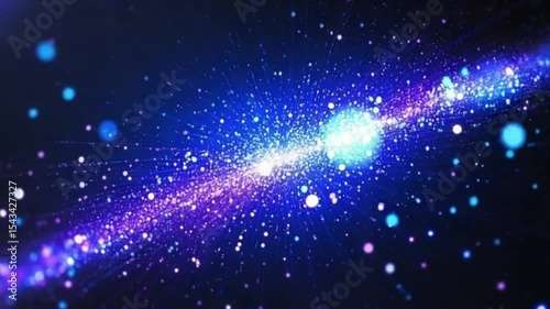 Stunning Blue Purple Galaxy Nebula Cosmic Dust Particles Shimmering Light Rays Bright Energy Explosion Abstract Background Looping Animation 4 K Ultra H D Perfect for Sci Fi