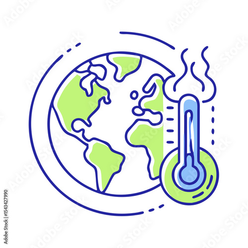 Global warming icon with world map and environmental concept design