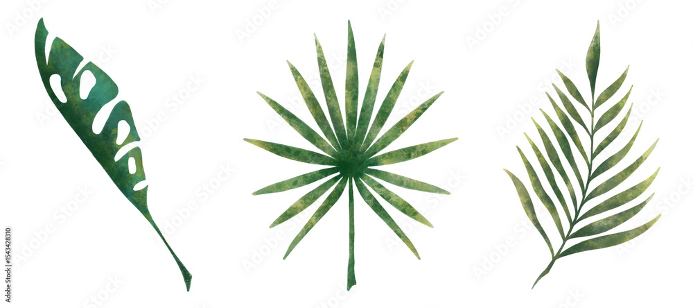 Fototapeta premium Watercolor tropical plants
