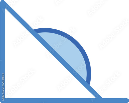 Right Triangle with Semicircle Interior: A Clean, Minimalist Illustration in Blue, Ideal for Educational Resources or Design Elements.                
