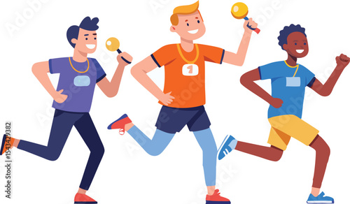  Young Men Running While Carrying Medals - Teamwork and Achievement Concept