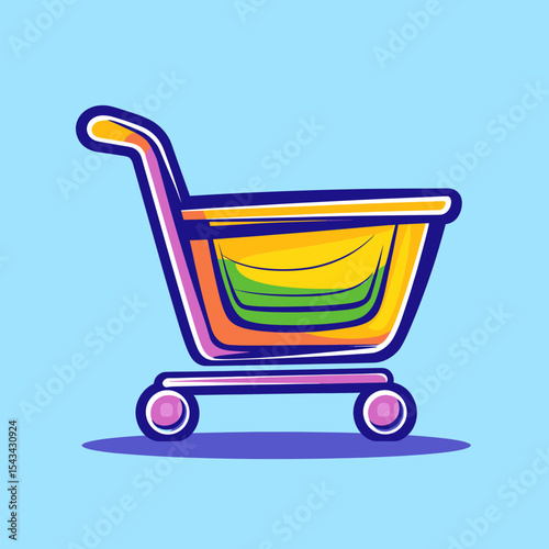 Vibrant Colorful Shopping Cart Illustration