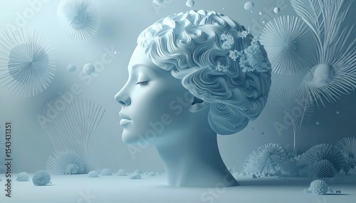 Cool Thoughts: Abstract Brain in a Winter Landscape