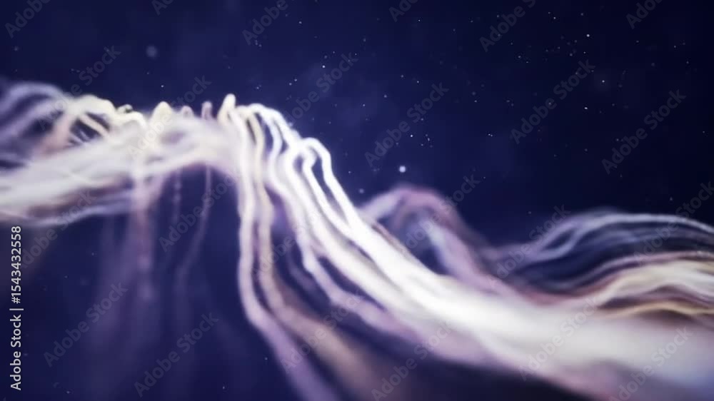 Abstract flowing lines in soft light against a dark background  