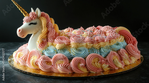 Unicorn cake, elaborate frosting design