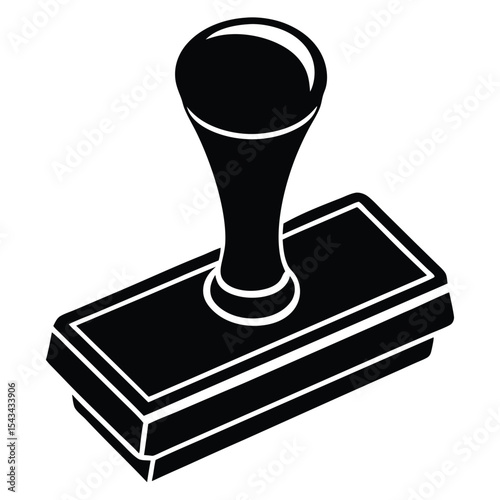 olid Black Silhouette of Traditional Rubber Stamp - Iconic Design