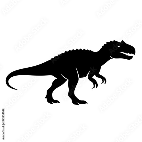 Silhouette of a Fierce Allosaurus in Mid-Step