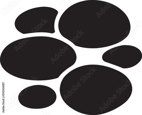 Silhouette of a cluster of beach pebbles, ideal for coastal, nature, shore, and seaside-themed graphic designs.