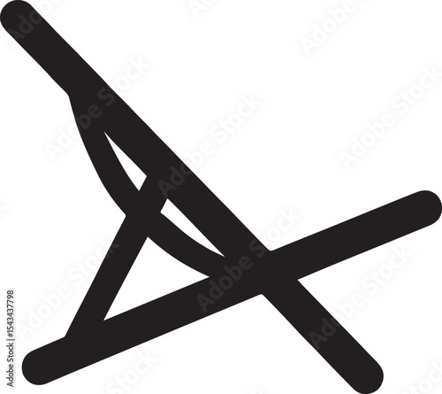 Silhouette of a reclined beach chair, ideal for summer, relaxation, vacation, and seaside leisure designs.