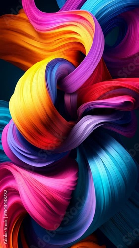 Brightly colored abstract swirls move gracefully, creating a mesmerizing visual experience