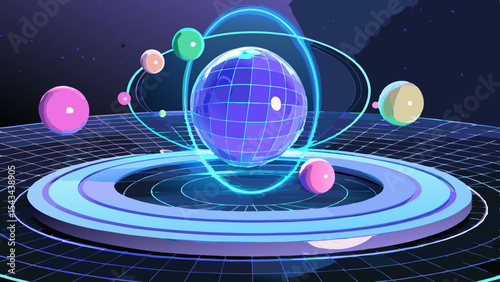 Quantum Multiverse Data Visualizer — Futuristic Vector Infographics .