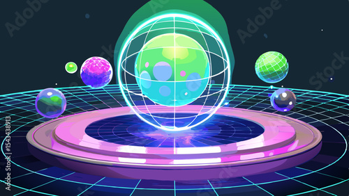 Quantum Multiverse Data Visualizer — Futuristic Vector Infographics .