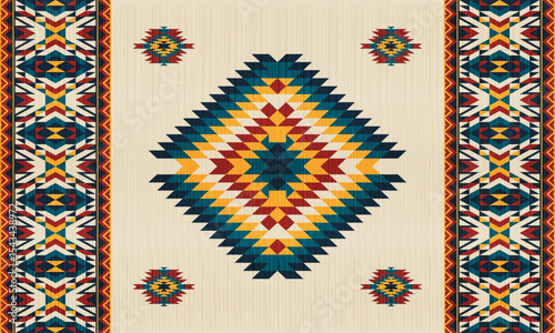 American tribal ethnic native pattern.Traditional Navajo,Aztec,Apache,Southwest and Mexican style fabric pattern.Abstract vector motifs pattern.For fabric,clothing,blanket,carpet,woven,wrap,decoration