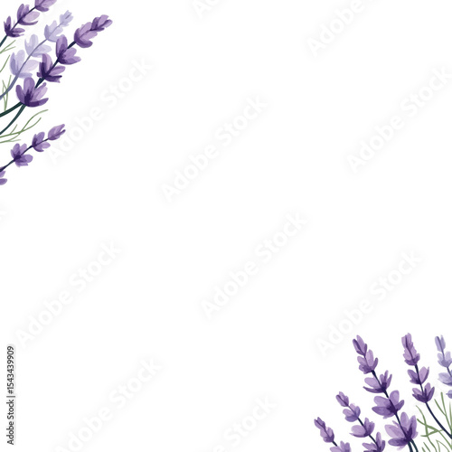 Fototapeta Naklejka Na Ścianę i Meble -  watercolor lavender flowers border