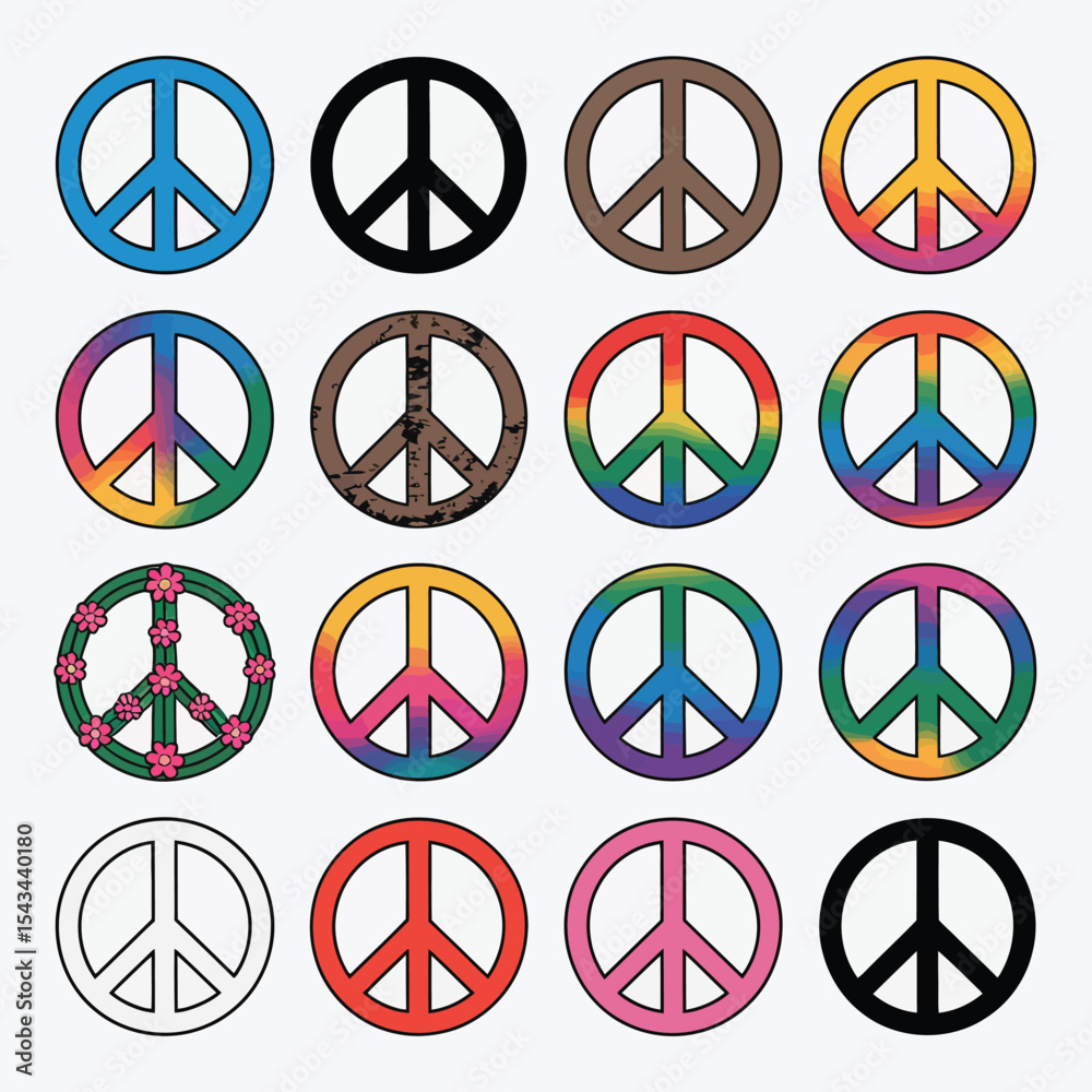 Collection of colorful peace symbols Collection of colorful peace symbols