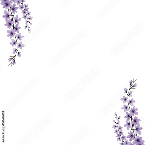 Fototapeta Naklejka Na Ścianę i Meble -  watercolor lavender flowers border