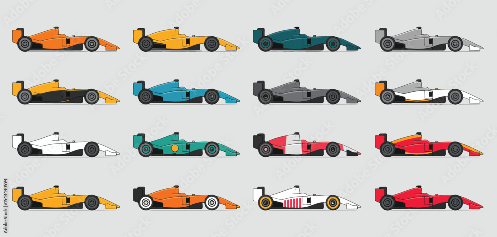 Obraz premium Collection of colorful formula one race cars
