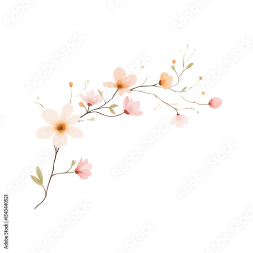 Fototapeta Naklejka Na Ścianę i Meble -  watercolor pink cherry blossom
