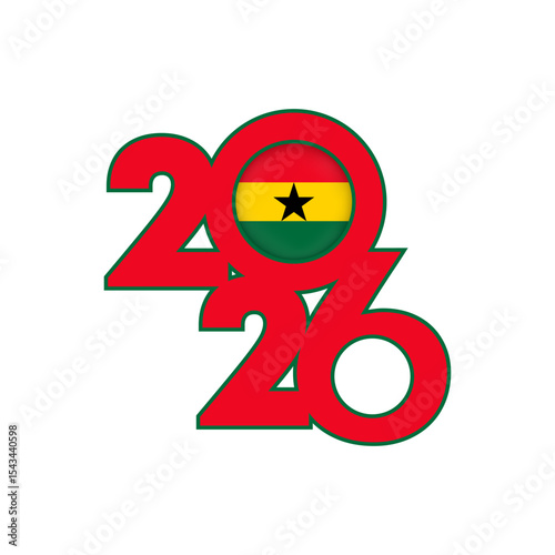 2026 banner with Ghana flag inside.