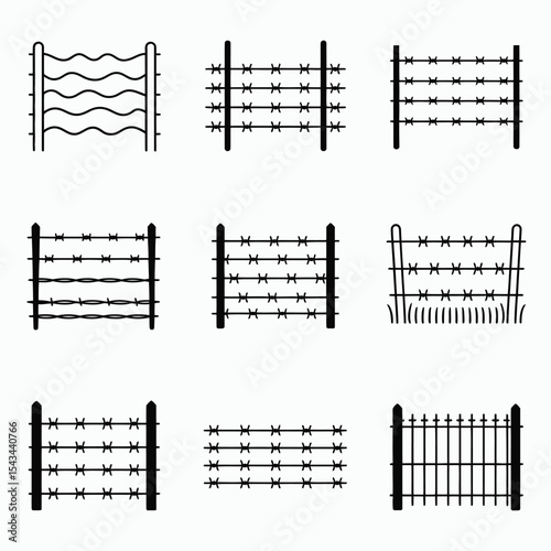 Nine different types of fence icons