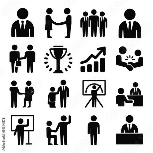 Business people icons set for success and teamwork