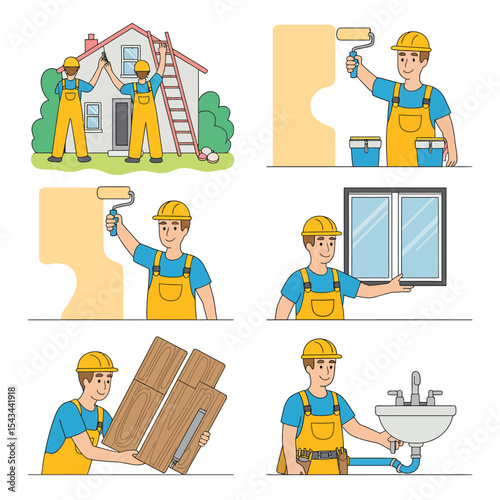 Home improvement contractors painting and repairing