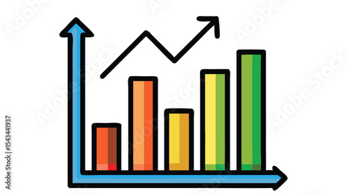 business graph with arrow. business graph on white background
