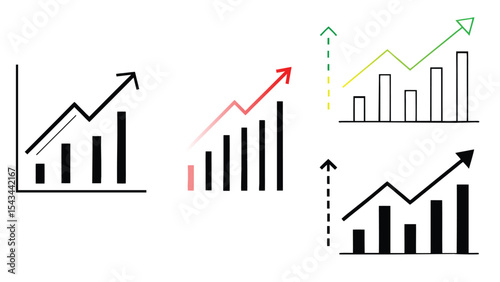 Growing bar graph icon set. Business graphs and charts icons. Statistics and analytics vector icon