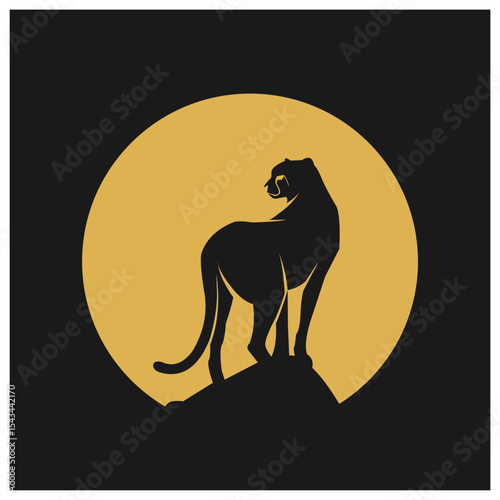 Lion on sunset logo