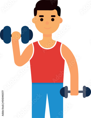 A Young Man Lifting Weights While Staying Hydrated