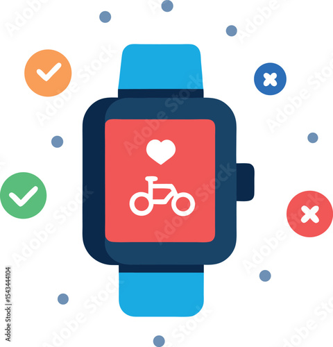 Flat Illustration of a Smartwatch Displaying Workout
