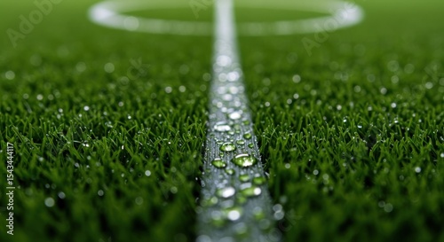 Wallpaper Mural Close-up of wet artificial grass field with white line Torontodigital.ca