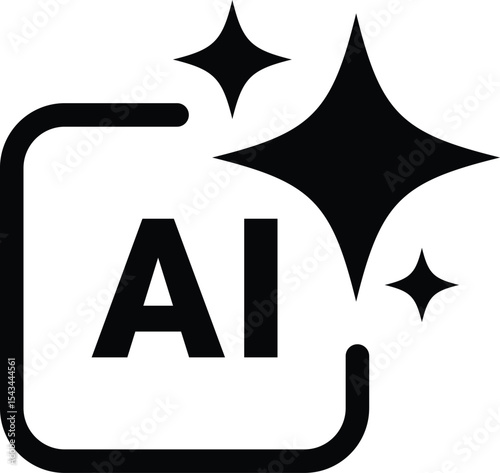 Ai generated icon. AI star and square icon. Artificial intelligence technology icon . vector illustration. 