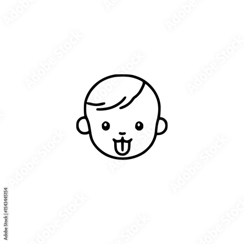 Funny Baby Character Icon Showing Tongue for Child Design Concepts 