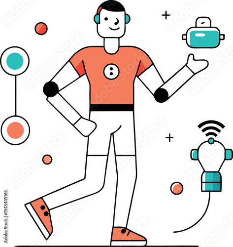 Tech Savvy Athlete Using Wearable Devices and Guidance