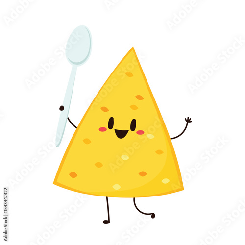Nacho character design. Nachos on white background.