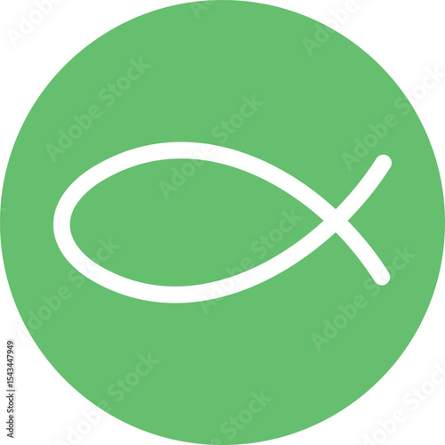 Christian Fish Symbol on Vibrant Green Background