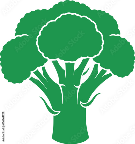 Simple green broccoli silhouette in a minimalist. Vector illustration
