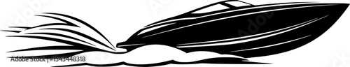 Silhouette of a sleek speedboat gliding swiftly in water illustration. Vector illustration
