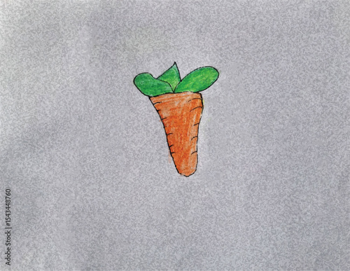 Vibrant Hand-Drawn Illustration of a Single Carrot