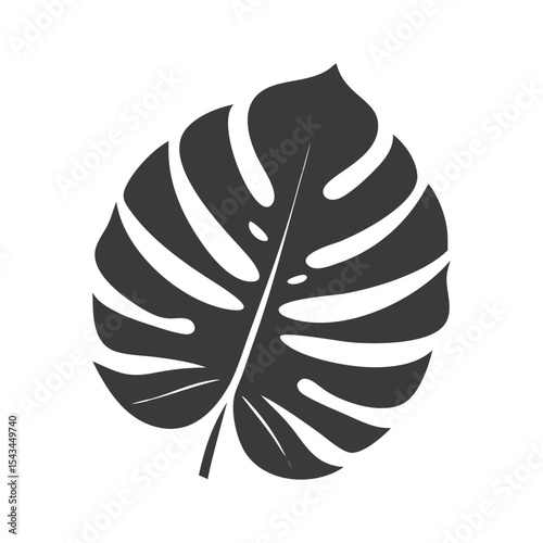 Bold Black Monstera Leaf Vector Icon Set for Tropical and Home Decor Design Projects