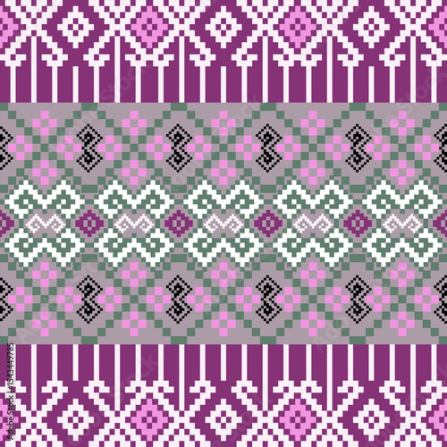 Traditional Red Pixel Pattern – Seamless Vector Style.