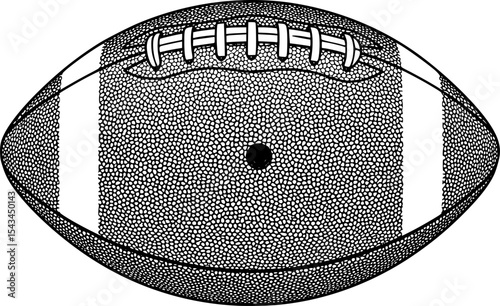 Black and white sketch of an american football ball with texture details. Vector illustration
