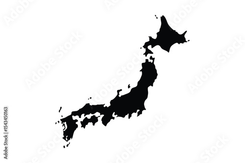 Japan Map Vector Silhouette Icon for Geographic Design