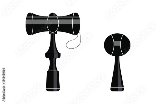 Stylish Black Vector Silhouette Icon Set of Kendama Toys for Cultural Crafts, Skill Challenges, and Playful Graphic Designs