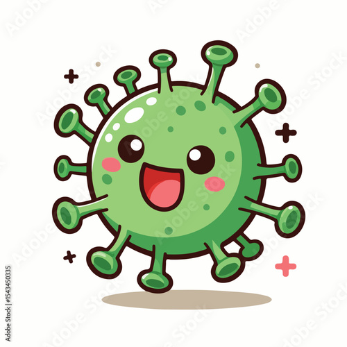 cute cartoon virus image vector on plain white background